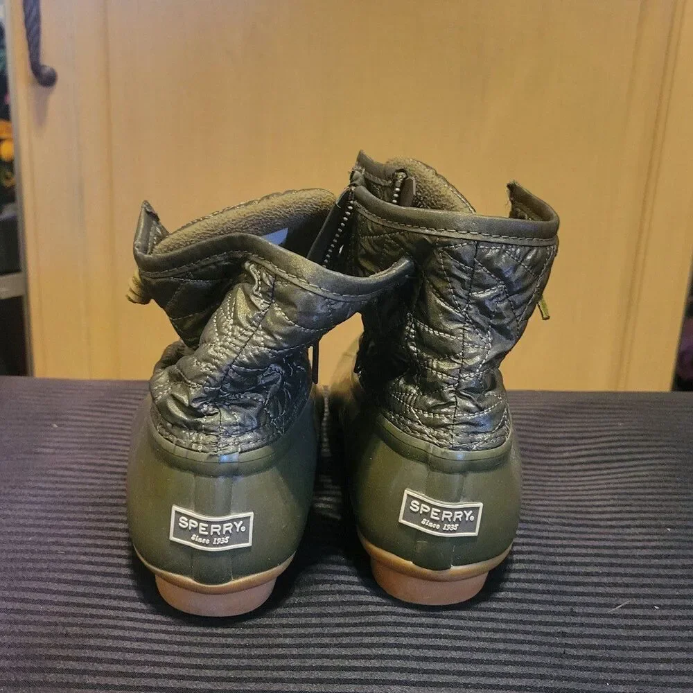 Sperry Womens Saltwater Duck Boots Waterproof Green 8.5